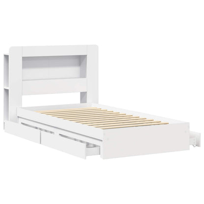 Bed Frame with Storage White 75 x 190 cm Engineered Wood