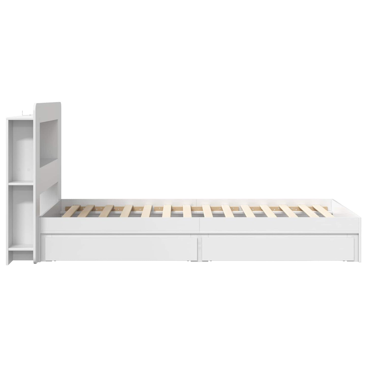Bed Frame with Storage White 75 x 190 cm Engineered Wood