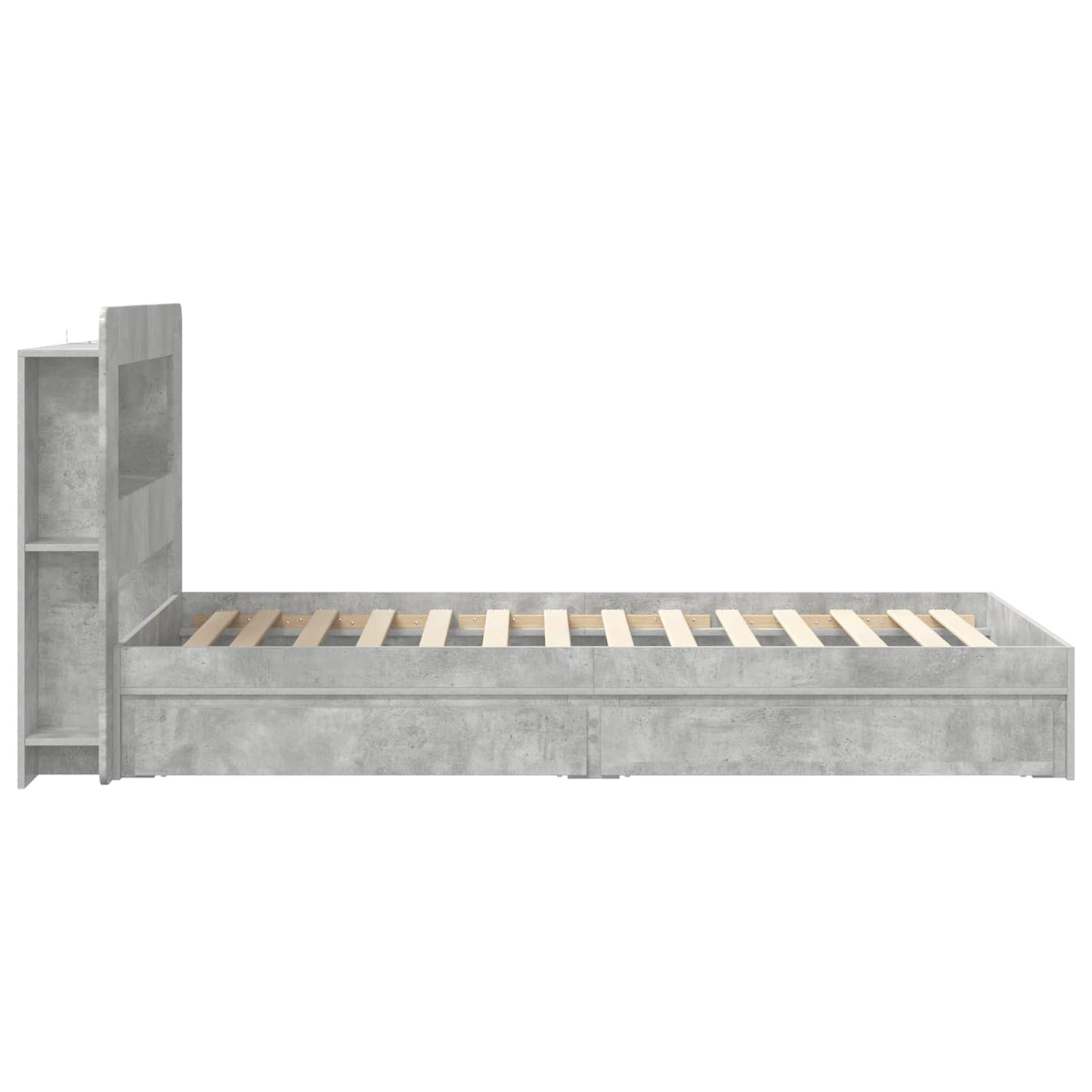Bed Frame with Storage with Drawer Concrete Grey 90 x 190 cm
