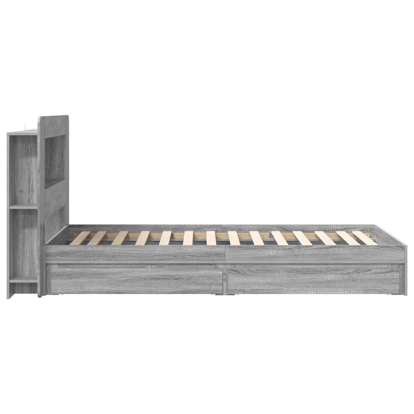 Bed Frame with Storage Grey Sonoma 90 x 190 cm Engineered Wood