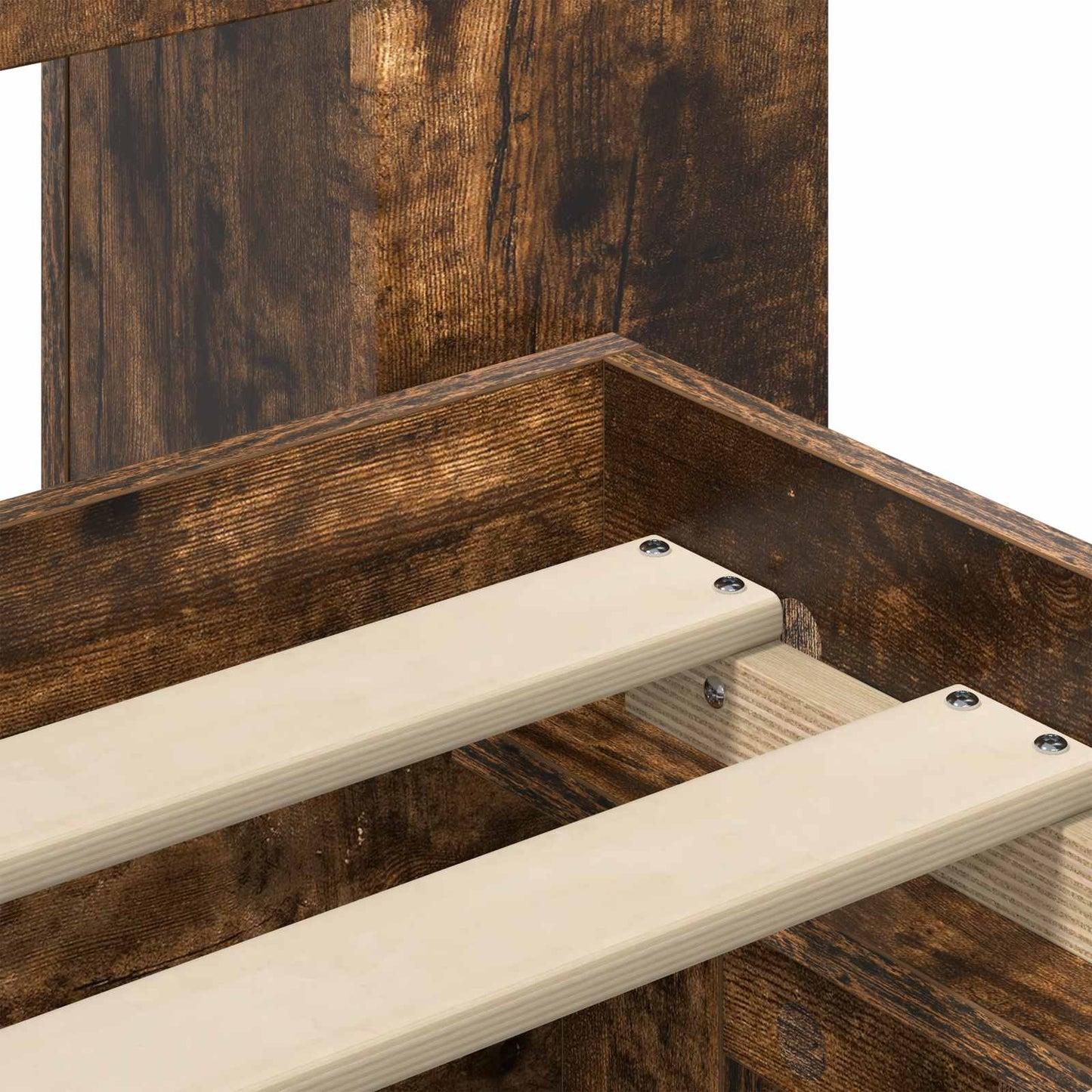 Bed Frame with Storage Smoked Oak 90 x 190 cm Engineered Wood