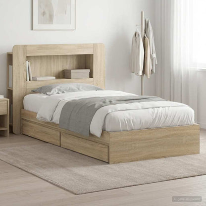 Bed Frame with Storage Sonoma Oak 100 x 200 cm Engineered Wood