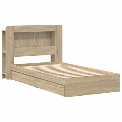 Bed Frame with Storage Sonoma Oak 100 x 200 cm Engineered Wood