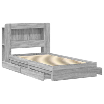 Bed Frame with Storage Grey Sonoma 90 x 200 cm Engineered Wood