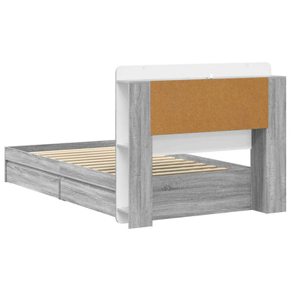 Bed Frame with Storage Grey Sonoma 90 x 200 cm Engineered Wood