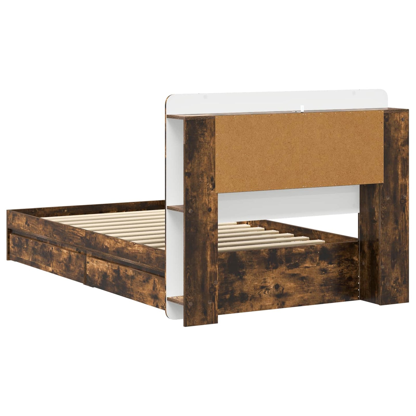 Bed Frame with Storage Smoked Oak 90 x 200 cm Engineered Wood