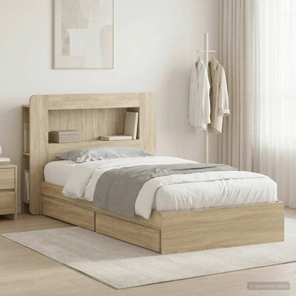 Bed Frame with Storage Sonoma Oak 90 x 200 cm Engineered Wood