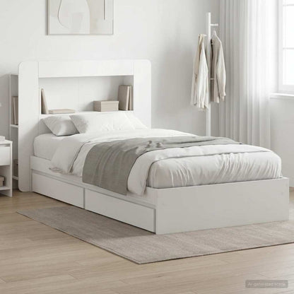 Bed Frame with Storage White 90 x 200 cm Engineered Wood