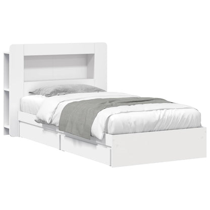 Bed Frame with Storage White 90 x 200 cm Engineered Wood