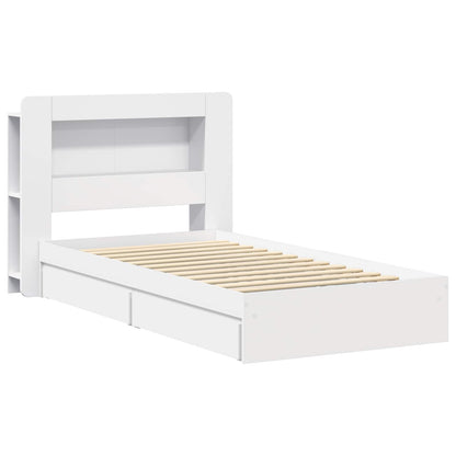 Bed Frame with Storage White 90 x 200 cm Engineered Wood