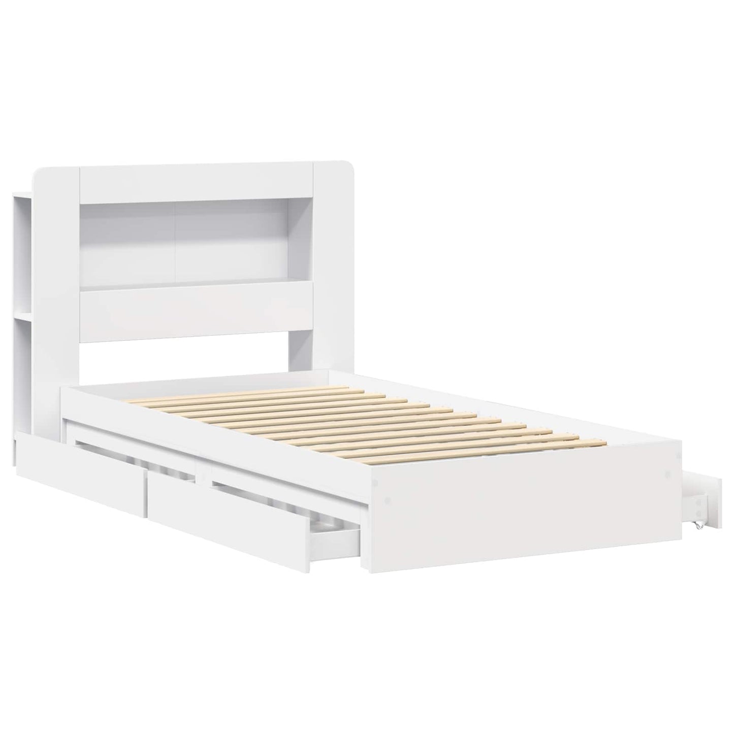Bed Frame with Storage White 90 x 200 cm Engineered Wood