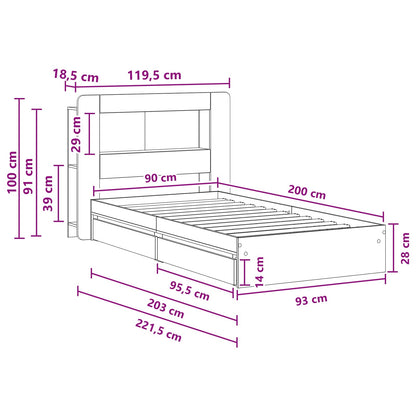 Bed Frame with Storage White 90 x 200 cm Engineered Wood