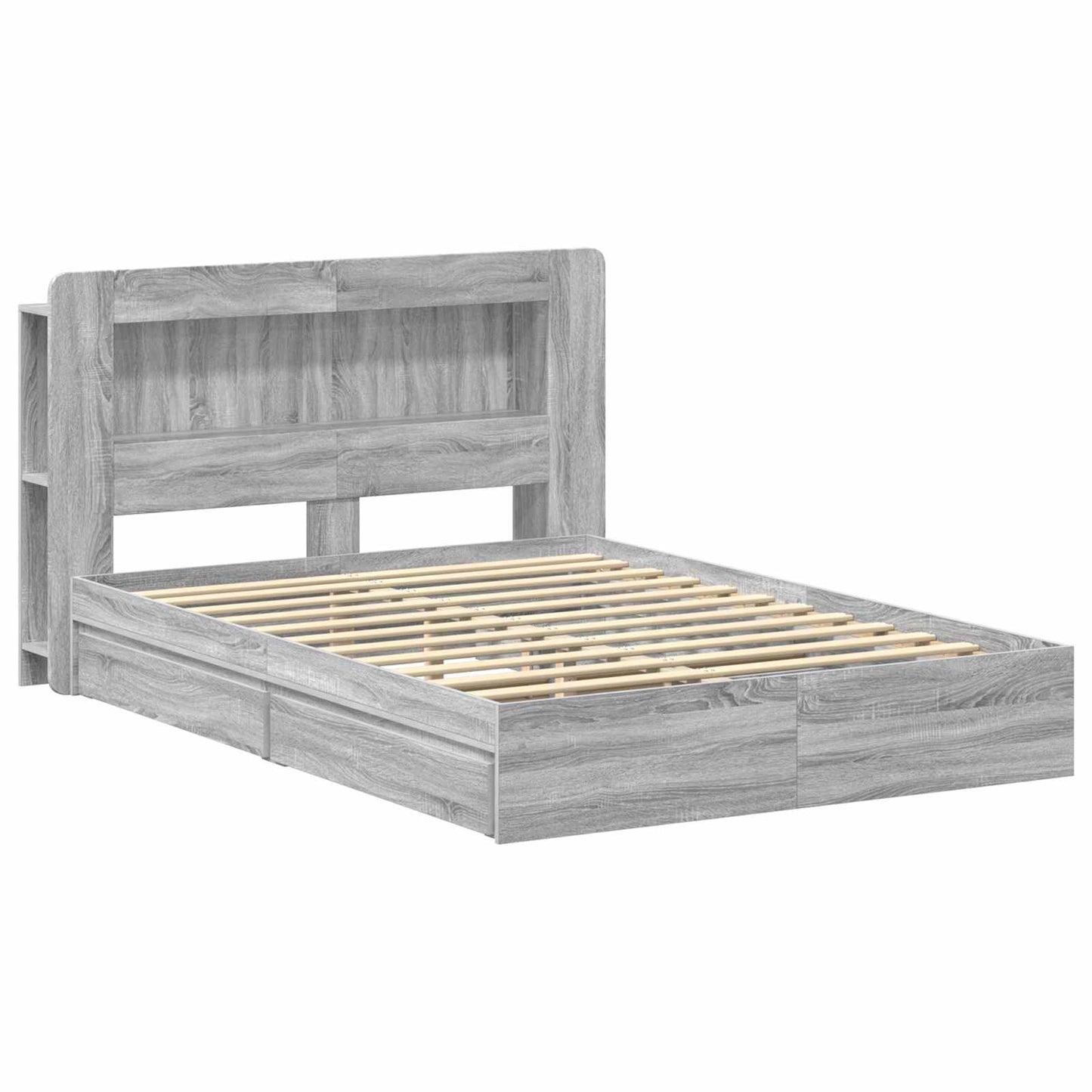 Bed Frame with Storage Grey Sonoma 140 x 200 cm Engineered Wood