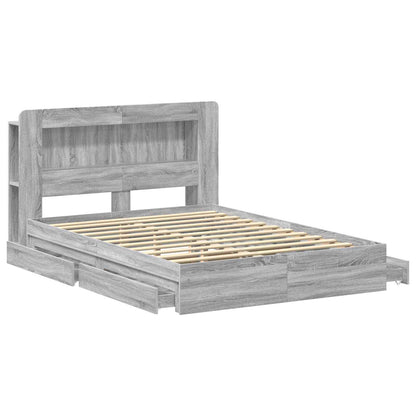 Bed Frame with Storage Grey Sonoma 140 x 200 cm Engineered Wood