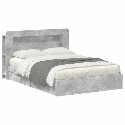 Bed Frame with Storage with Drawer Concrete Grey 135 x 190 cm