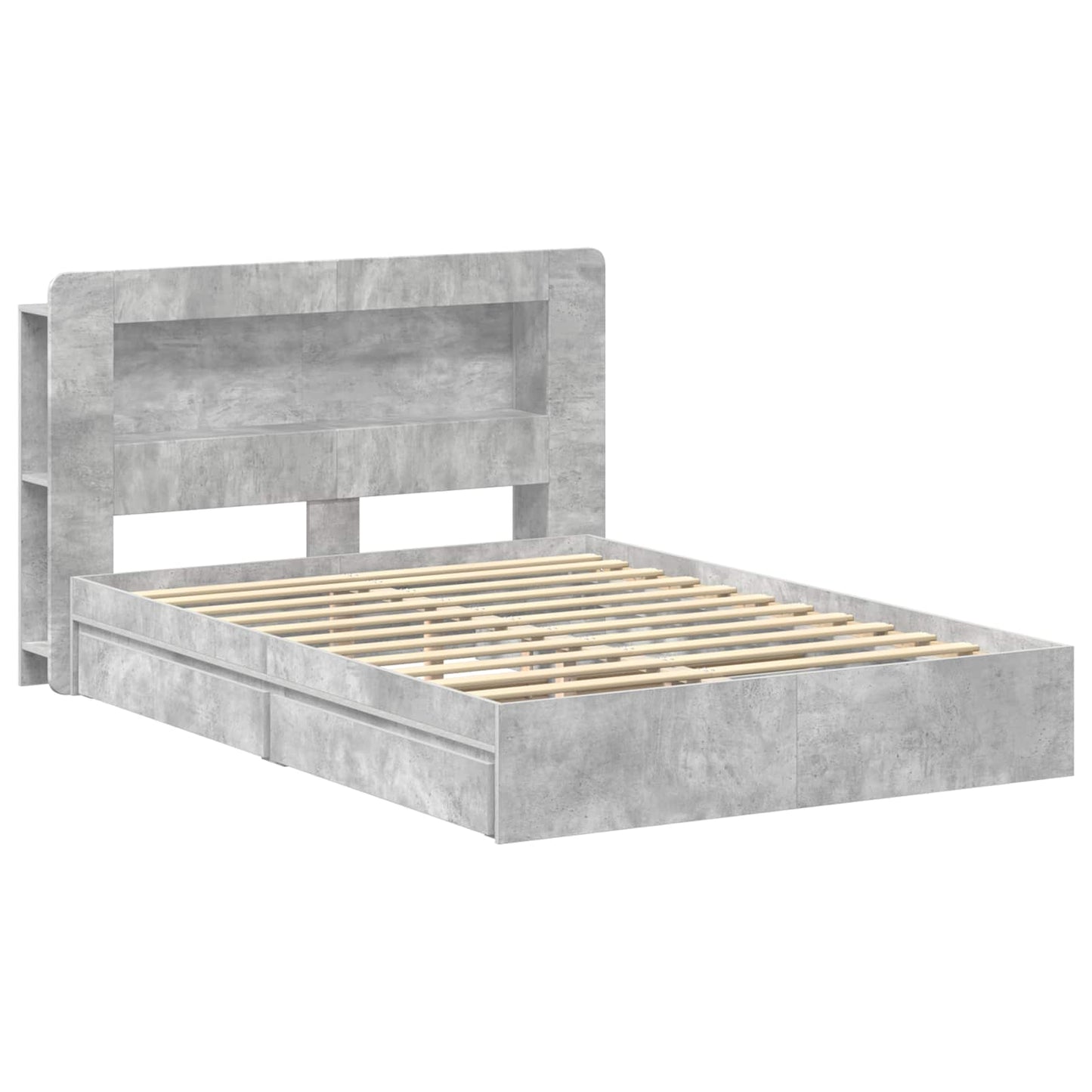 Bed Frame with Storage with Drawer Concrete Grey 135 x 190 cm