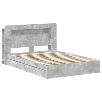 Bed Frame with Storage with Drawer Concrete Grey 150 x 200 cm