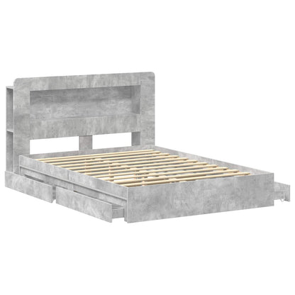 Bed Frame with Storage with Drawer Concrete Grey 150 x 200 cm