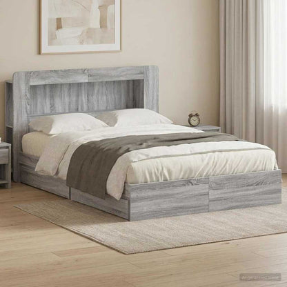 Bed Frame with Storage Grey Sonoma 150 x 200 cm Engineered Wood