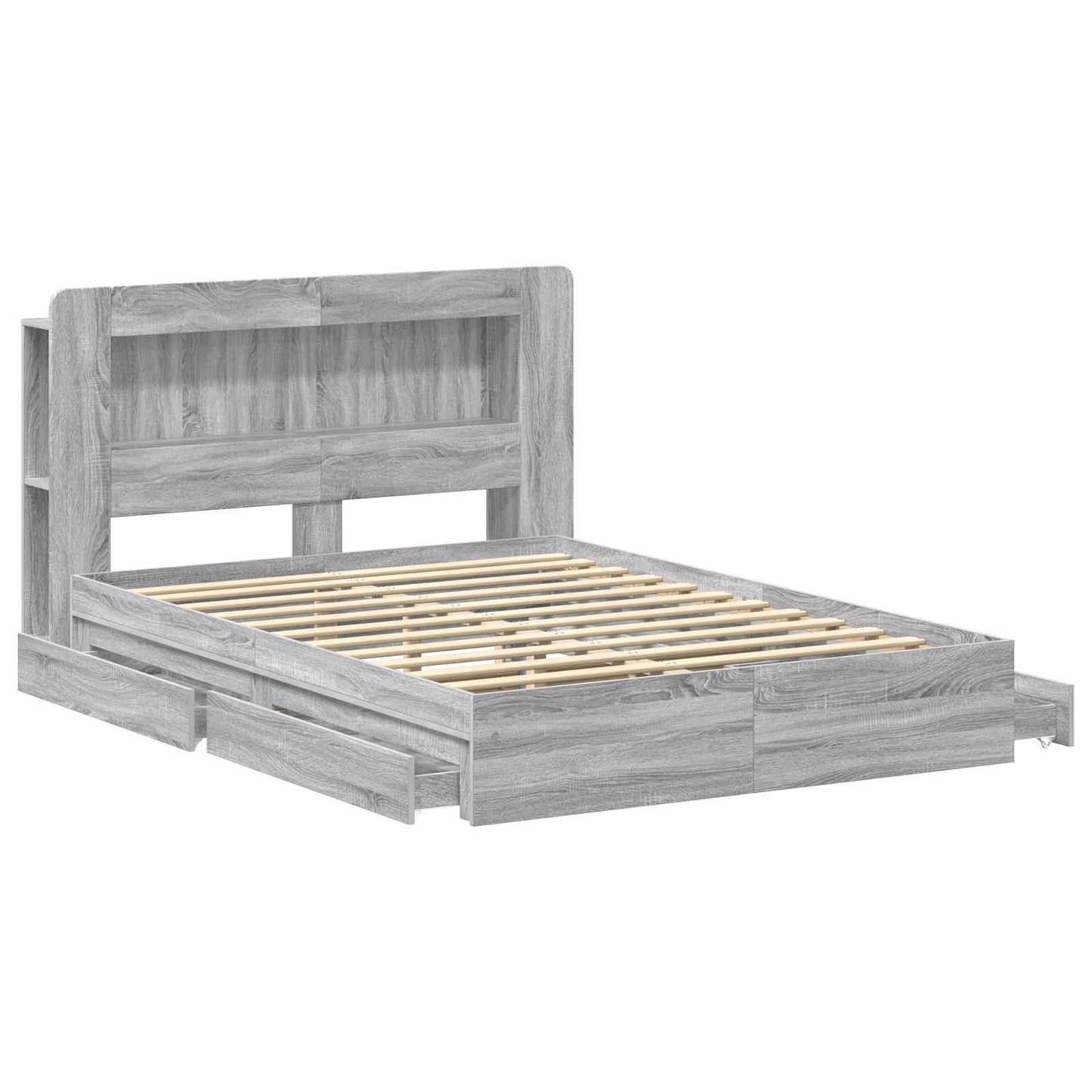 Bed Frame with Storage Grey Sonoma 150 x 200 cm Engineered Wood