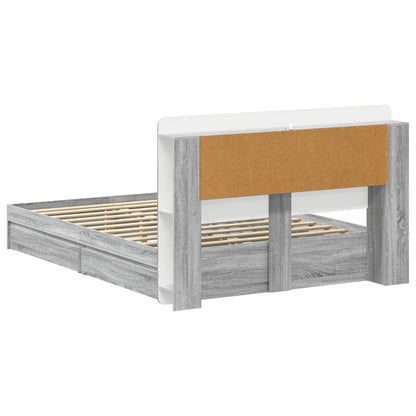 Bed Frame with Storage Grey Sonoma 150 x 200 cm Engineered Wood