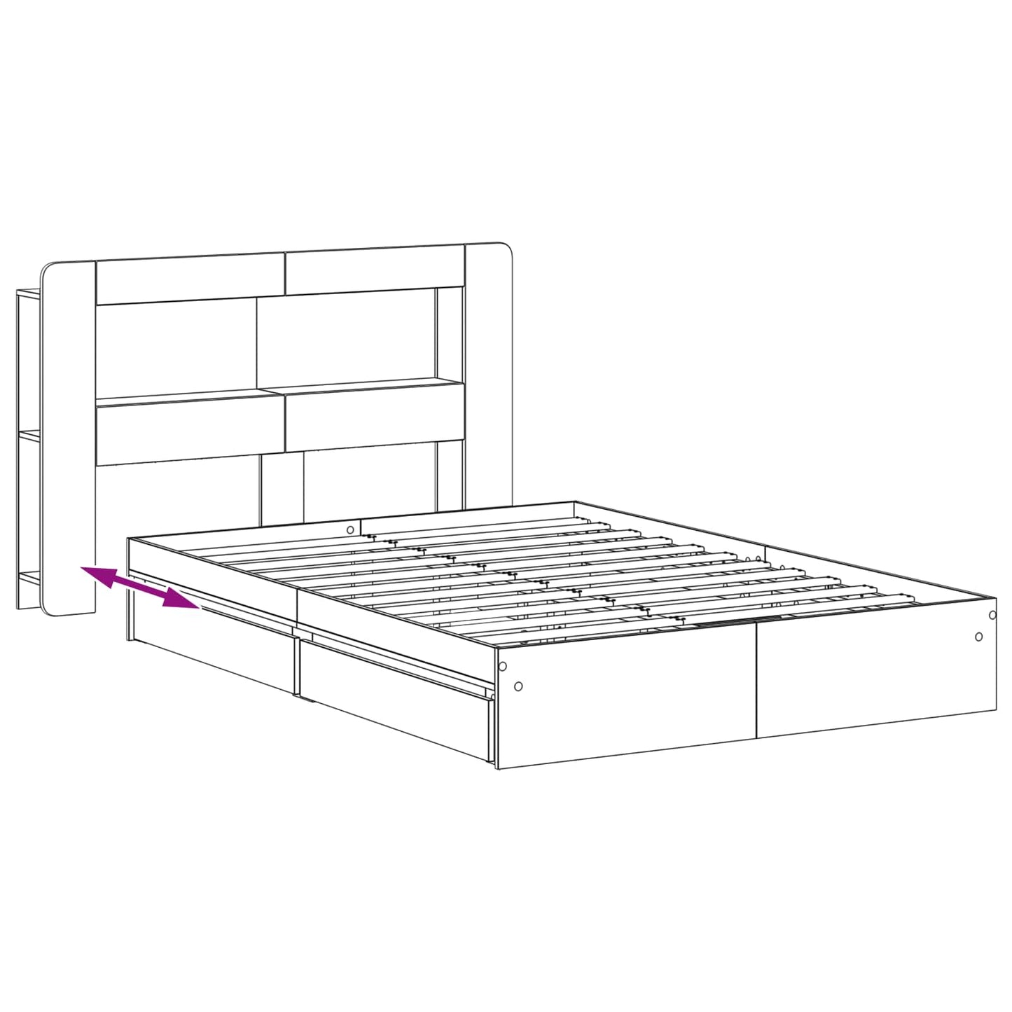Bed Frame with Storage Grey Sonoma 150 x 200 cm Engineered Wood