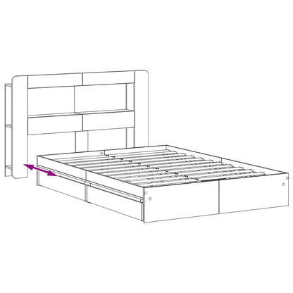 Bed Frame with Storage Grey Sonoma 150 x 200 cm Engineered Wood