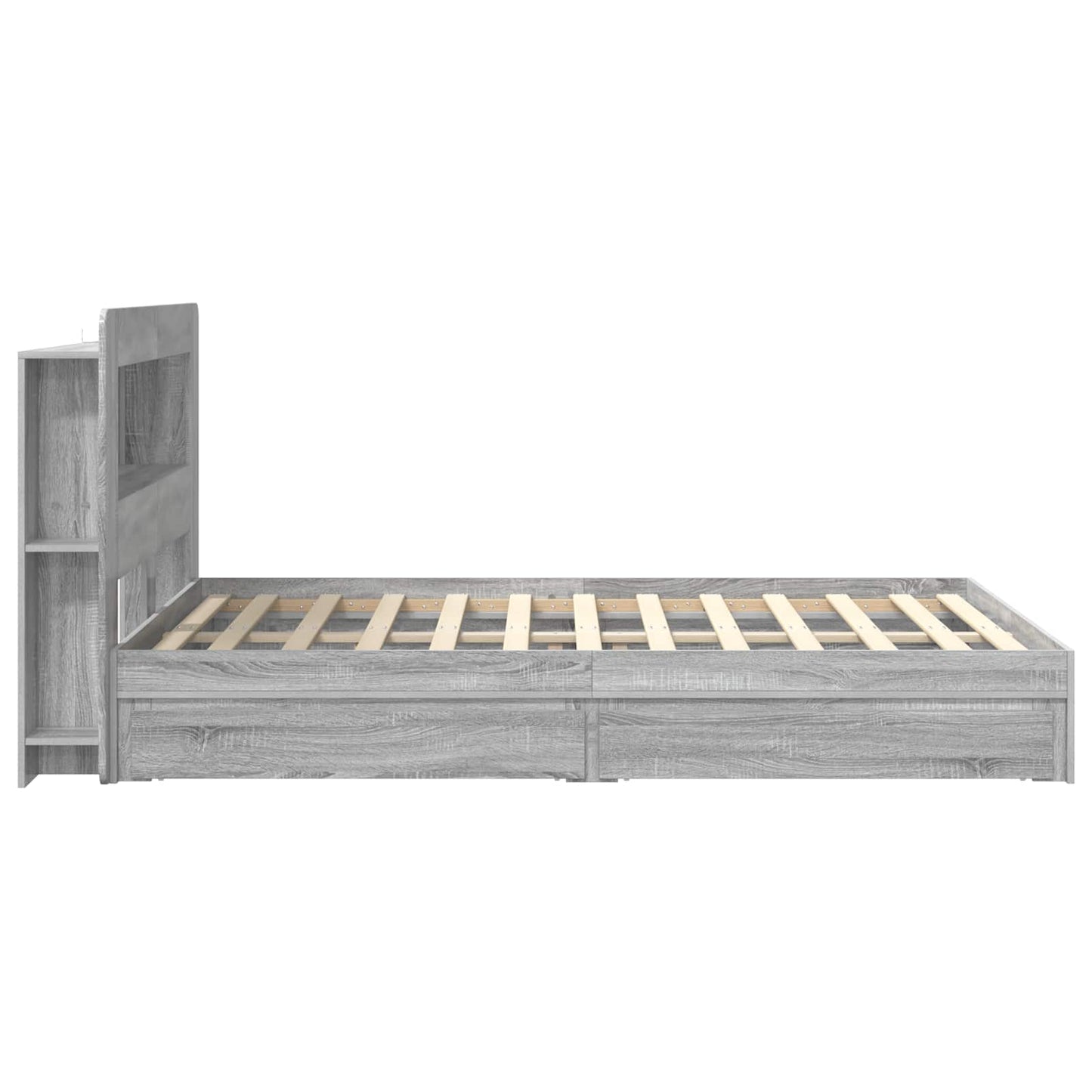 Bed Frame with Storage Grey Sonoma 150 x 200 cm Engineered Wood