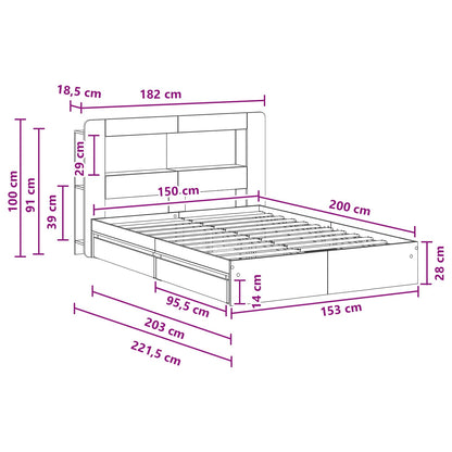 Bed Frame with Storage Grey Sonoma 150 x 200 cm Engineered Wood