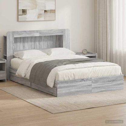 Bed Frame with Storage Grey Sonoma 160 x 200 cm Engineered Wood