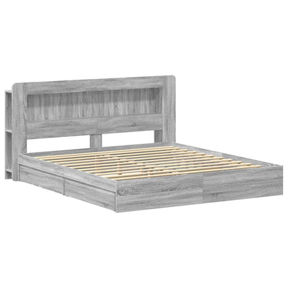 Bed Frame with Storage Grey Sonoma 180 x 200 cm Engineered Wood