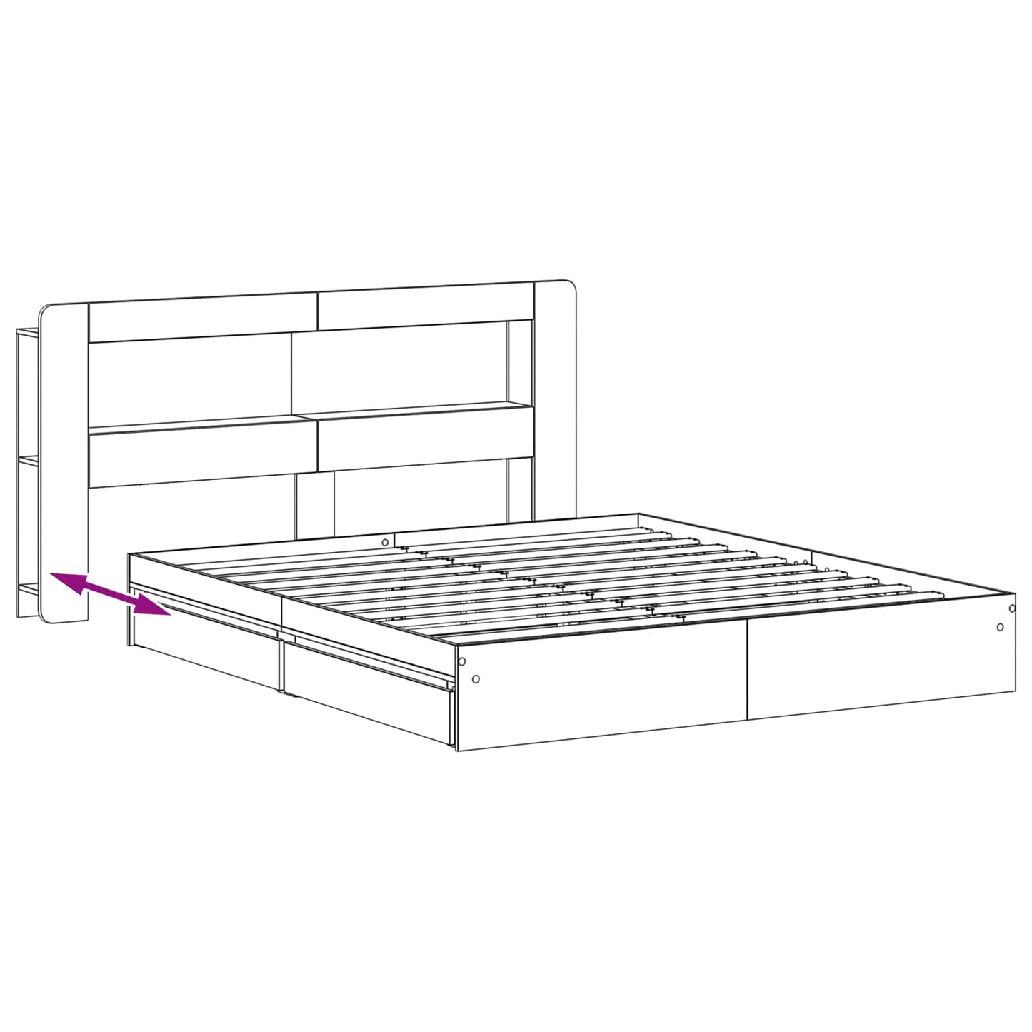 Bed Frame with Storage Grey Sonoma 180 x 200 cm Engineered Wood