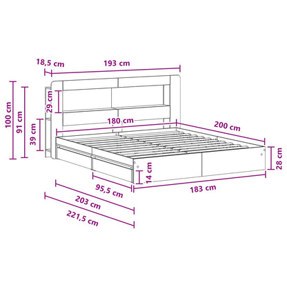 Bed Frame with Storage Grey Sonoma 180 x 200 cm Engineered Wood