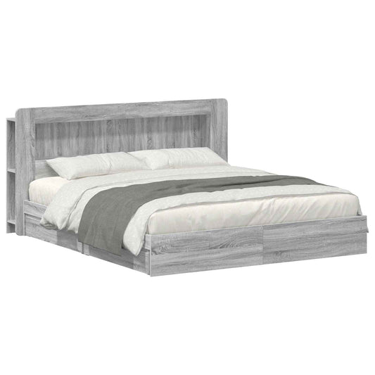 Bed Frame with Storage Grey Sonoma 200 x 200 cm Engineered Wood