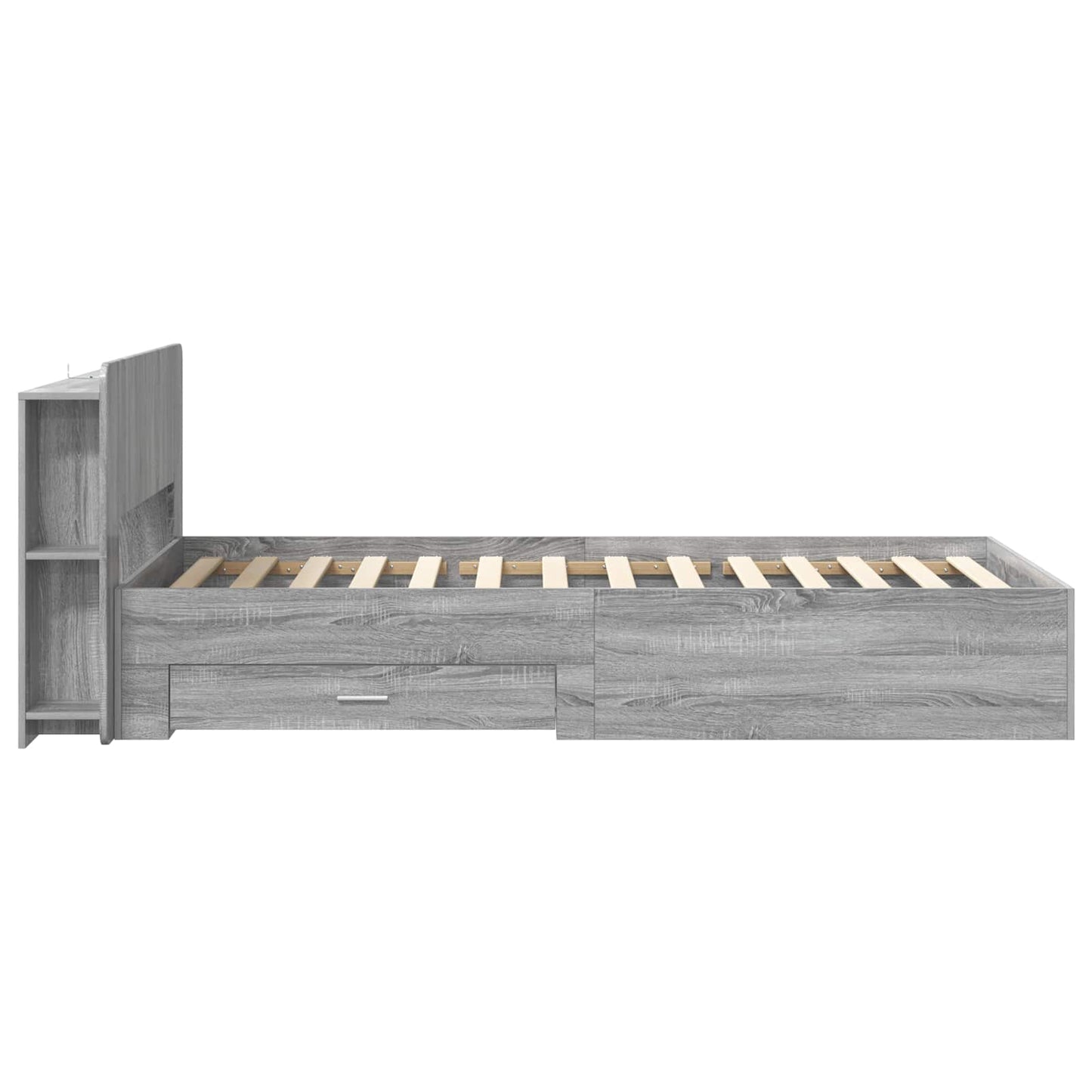 Bed Frame with Storage Grey Sonoma 75 x 190 cm Engineered Wood