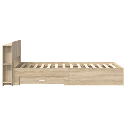 Bed Frame with Storage Sonoma Oak 75 x 190 cm Engineered Wood