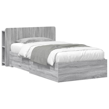 Bed Frame with Storage Grey Sonoma 80 x 200 cm Engineered Wood