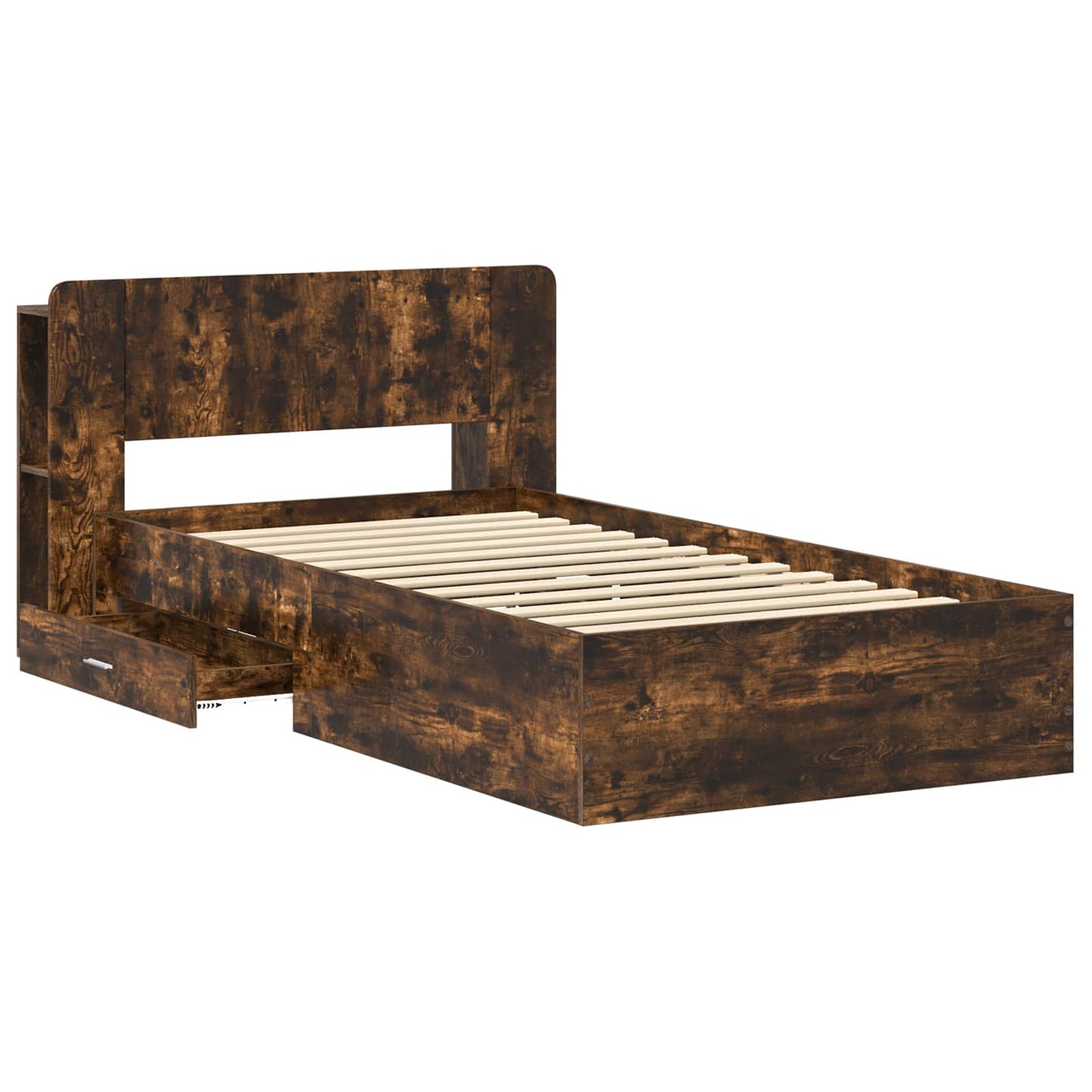 Bed Frame with Storage Smoked Oak 80 x 200 cm Engineered Wood
