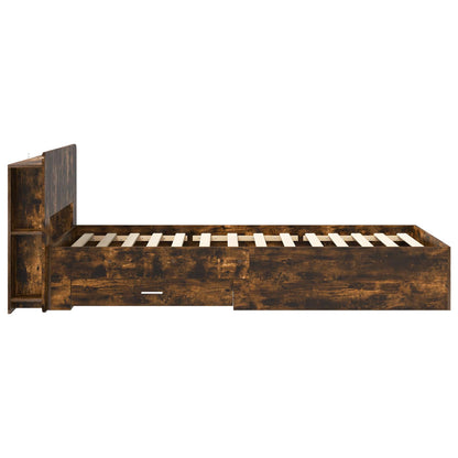 Bed Frame with Storage Smoked Oak 80 x 200 cm Engineered Wood
