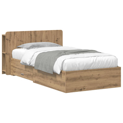 Bed Frame with Storage Artisan Oak 90 x 190 cm Engineered Wood