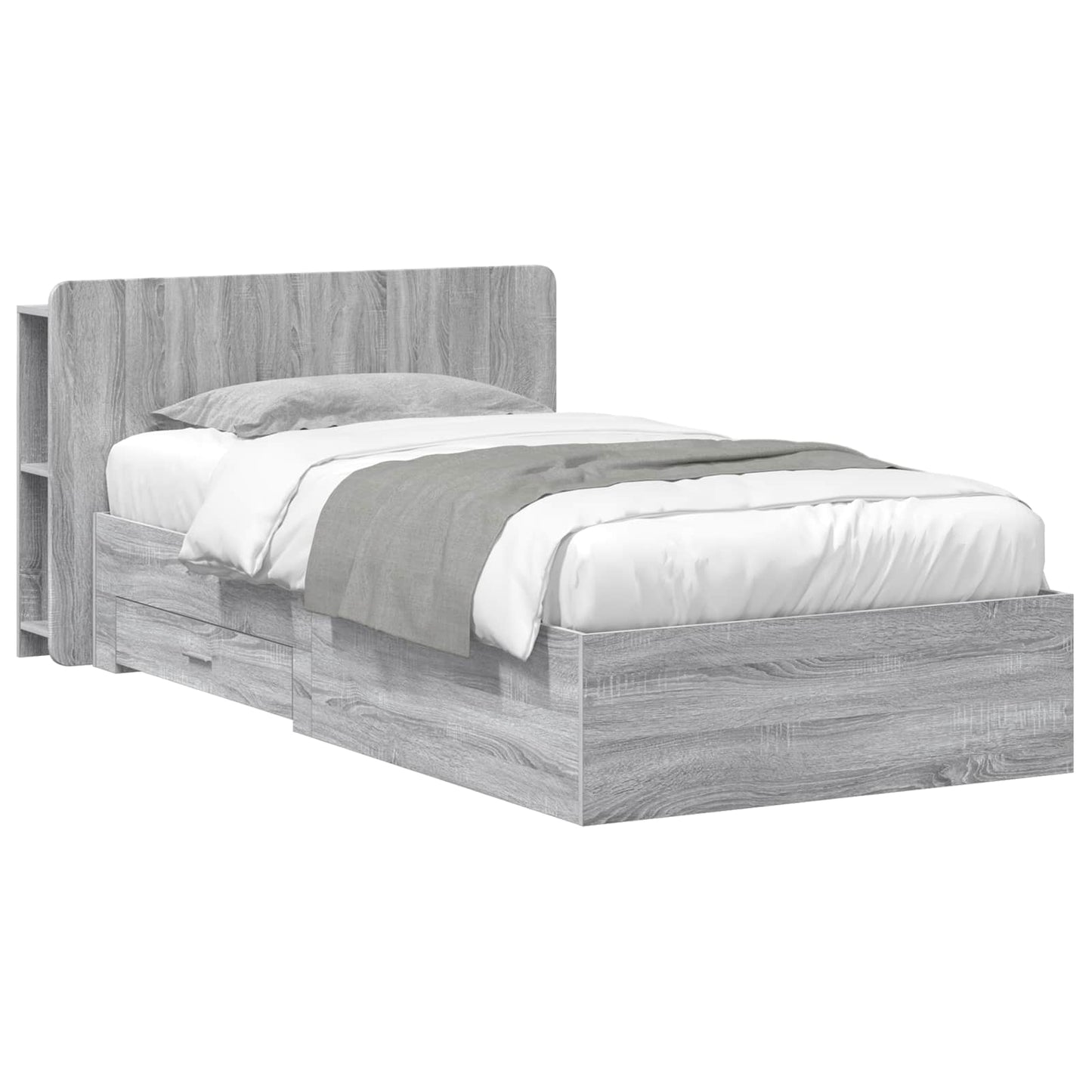 Bed Frame with Storage Grey Sonoma 90 x 190 cm Engineered Wood