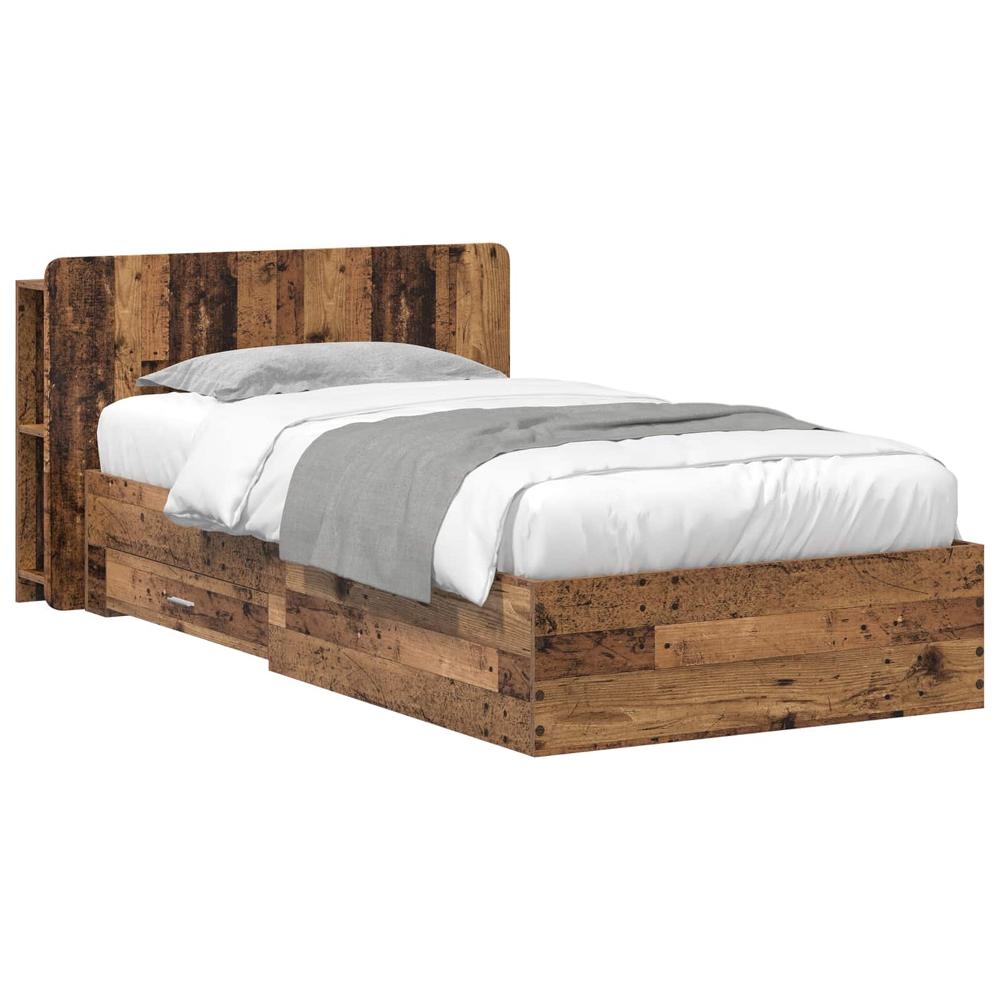 Bed Frame with Storage Old Wood 90 x 190 cm Engineered Wood