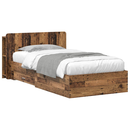 Bed Frame with Storage Old Wood 90 x 190 cm Engineered Wood
