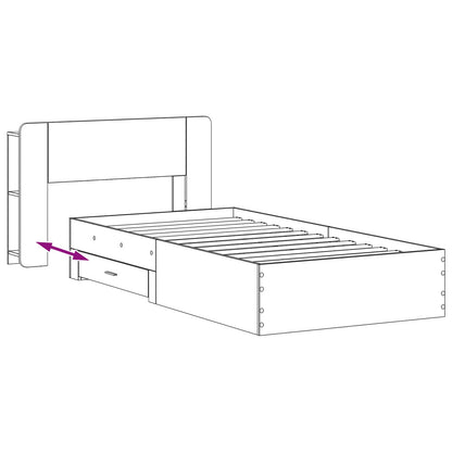 Bed Frame with Storage Smoked Oak 100 x 200 cm Engineered Wood