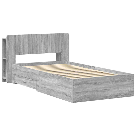 Bed Frame with Storage Grey Sonoma 90 x 200 cm Engineered Wood