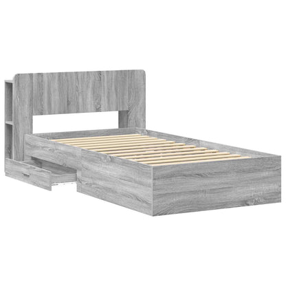 Bed Frame with Storage Grey Sonoma 90 x 200 cm Engineered Wood