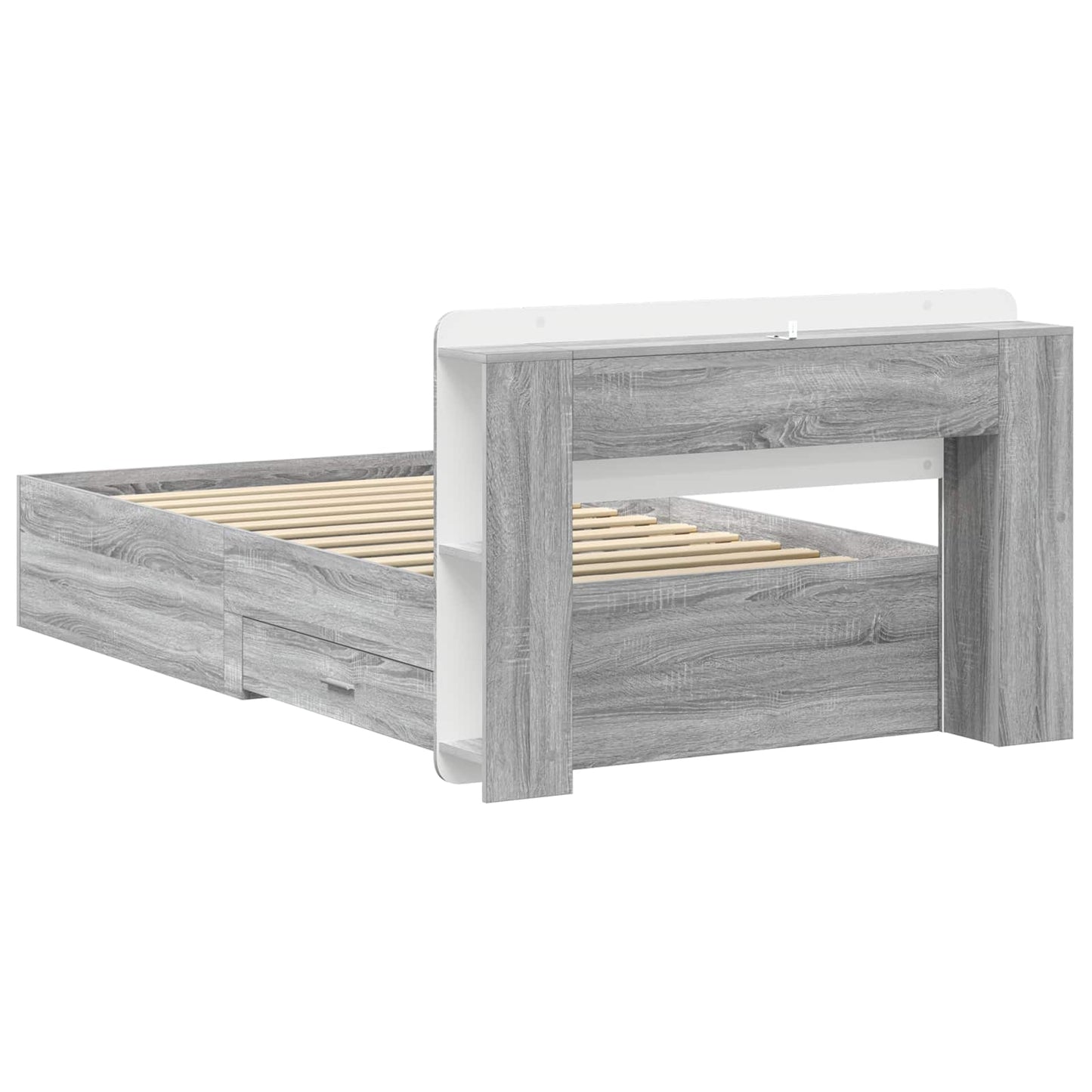 Bed Frame with Storage Grey Sonoma 90 x 200 cm Engineered Wood