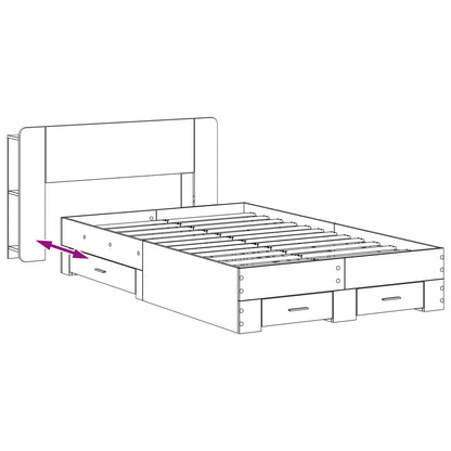 Bed Frame with Storage Grey Sonoma 120 x 190 cm Engineered Wood