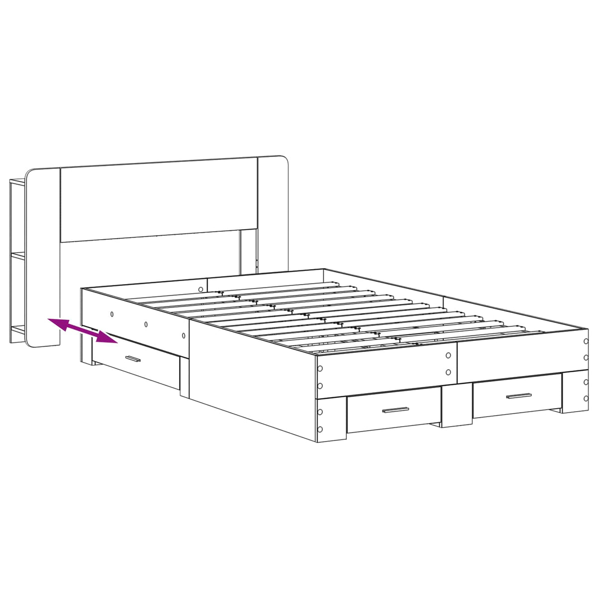 Bed Frame with Storage Old Wood 120 x 190 cm Engineered Wood