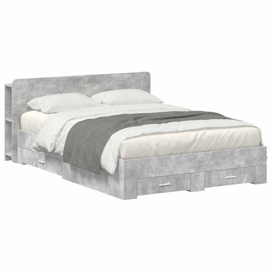 Bed Frame with Storage Concrete Grey 150 x 200 cm